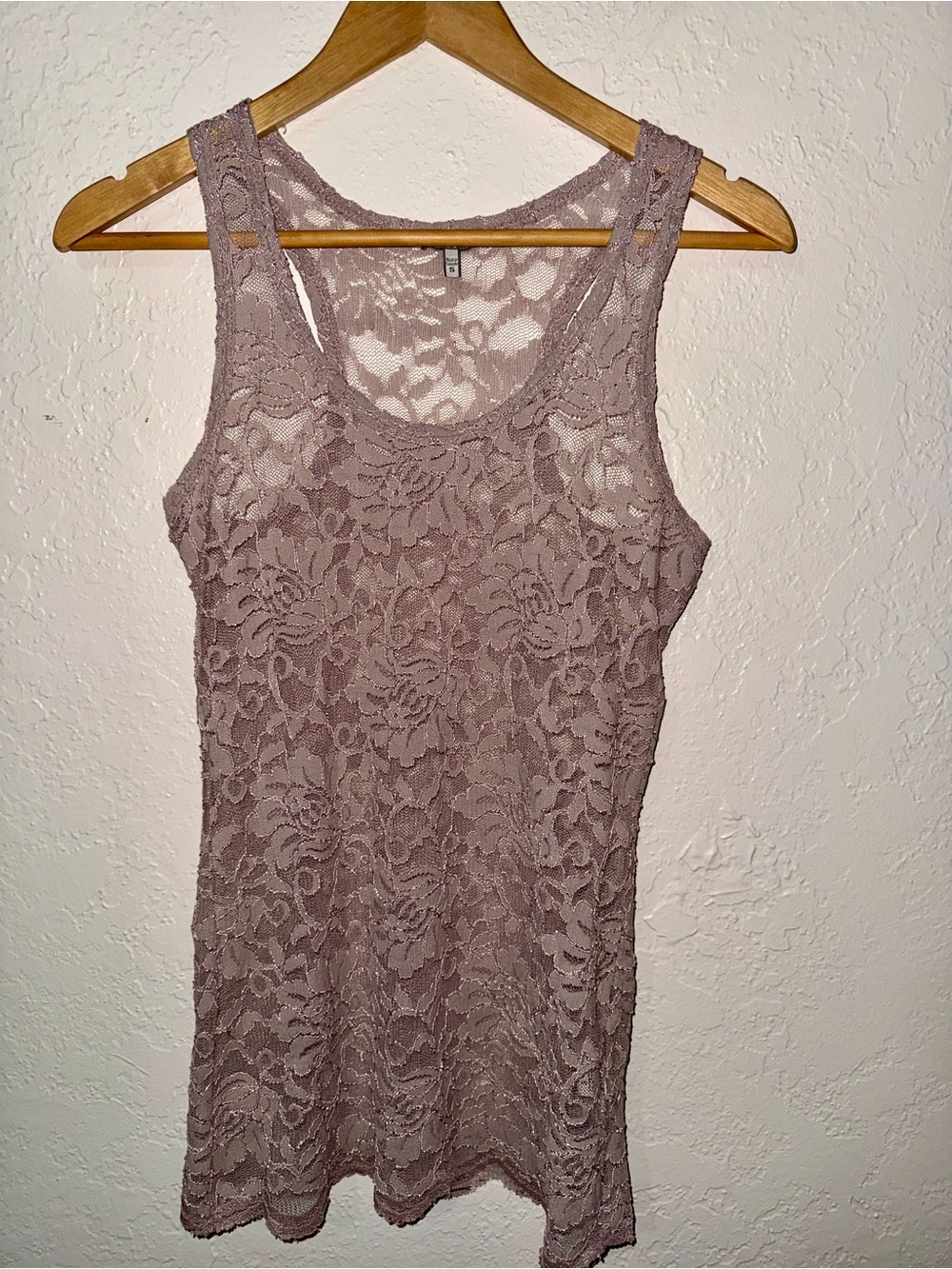 BKE Buckle Lace Tank Top Mauve Taupe Sparkly Floral Racerback Size S Y2K